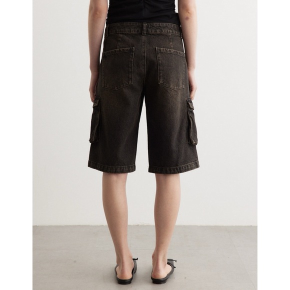 Miaou Dune Denim Cargo Shorts (Sz L) Low Rise Ochre Brown - Picture 3 of 16